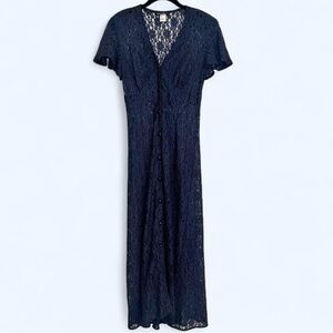Vintage 1980s Indigo Lace Maxi Dress